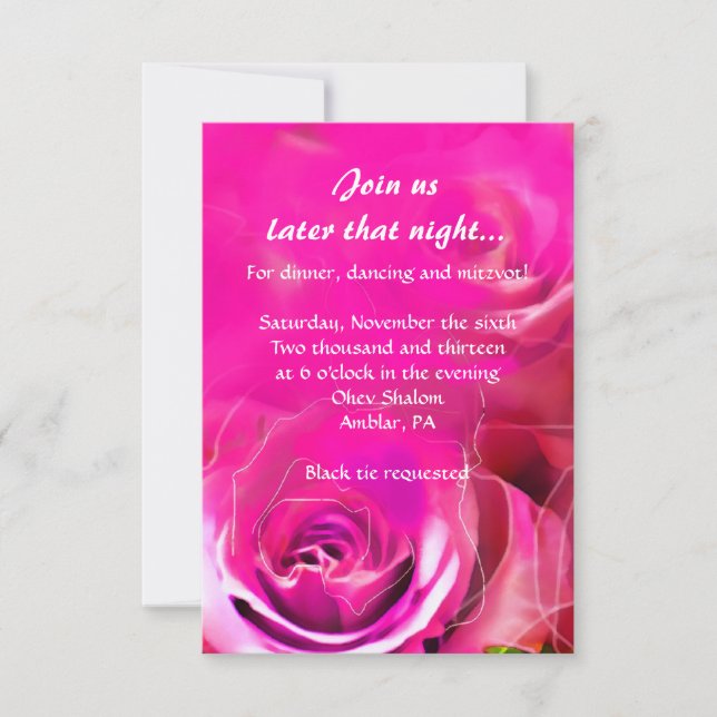 Carte de Bat mitzvah NEON ROSE WATERCOLOR (Devant)