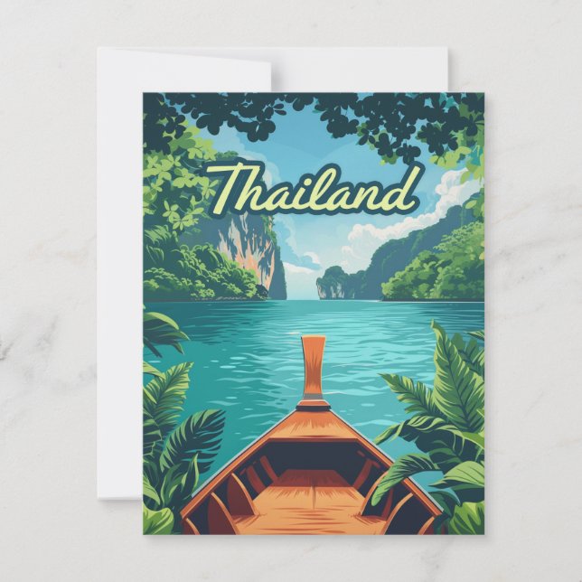 Carte de bateau longue queue de l'île tropicale de (Devant)