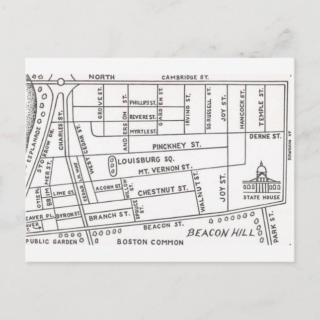 Carte de Beacon Hill à Boston (Devant)