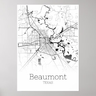 Carte de Beaumont - le Texas - affiche de carte de