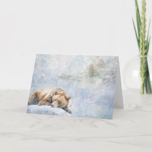 Carte De Beaux Animaux De Bois Portent Dans La Neige Sal