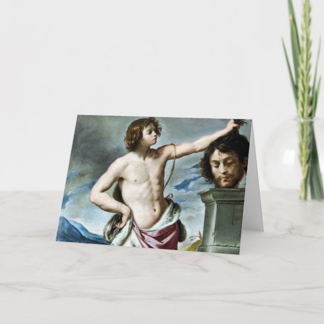 Carte de beaux-arts David avec la tête de Goliath (Devant)