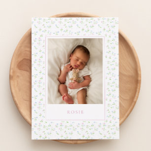 Carte de bébé à fleurs Cottagecore