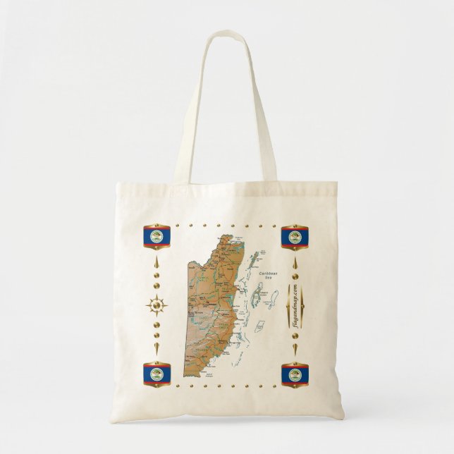 Carte de Belize + Sac de drapeaux (Devant)