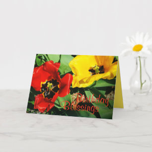 Carte de Bénédiction d'anniversaire des tulipes ro