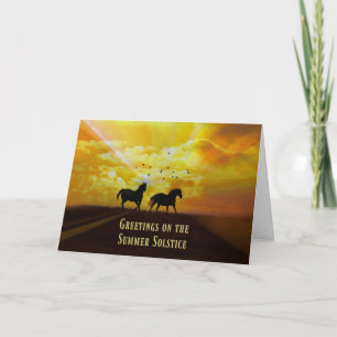 Carte de Bénédiction Solstice d'été avec Chevaux
