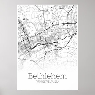 Carte de Bethléem - Pennsylvanie - Poster de la ca