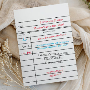 Carte de bibliothèque personnalisée pour anniversa