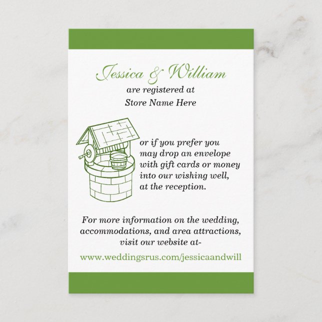 Carte de bien-être pour Mariage vert et blanc (Devant)