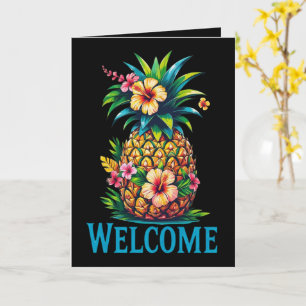 Carte de bienvenue à l'ananas tropical Aloha