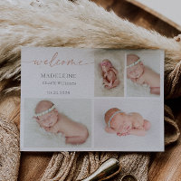 Carte de bienvenue bébé minimaliste pastel en coll