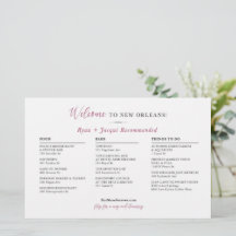 Carte de bienvenue du jour de mariage - CUSTOM pou