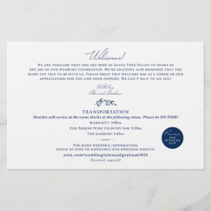 Carte de bienvenue du jour de mariage - pour Alex