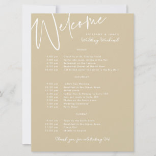 Carte de bienvenue or mariage pour week-end