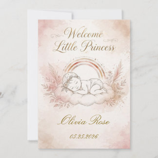 Carte de bienvenue personnalisée pour bébé fille