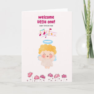 Carte de bienvenue pour bébé ange mignon - Aquarel