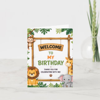 Carte de bienvenue pour l'anniversaire de la jungl
