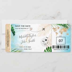 Carte de Billet d'Avion Monde Carte de Plage Invit