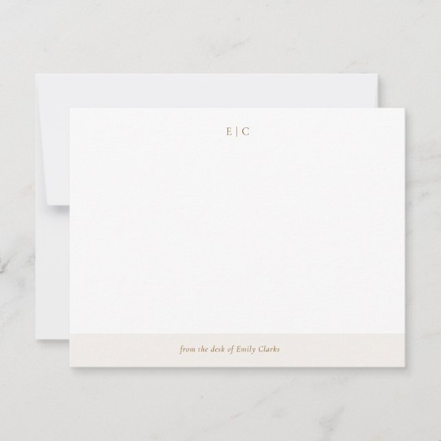 Carte de billet en ivoire beige monogramme moderne (Devant)