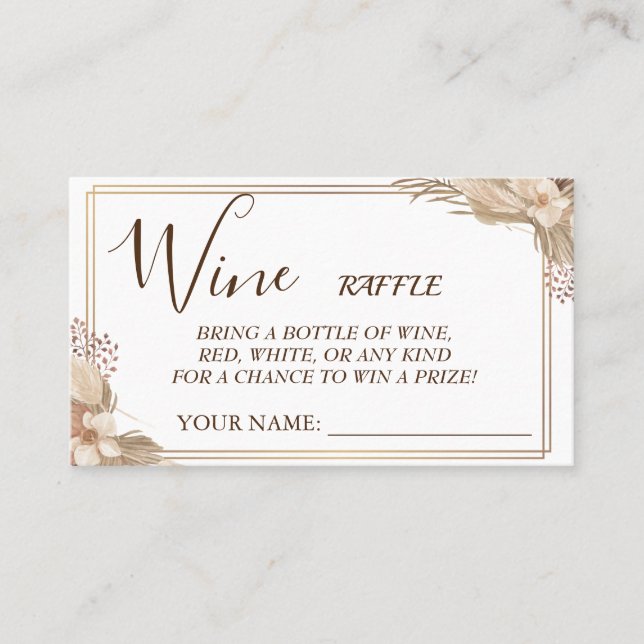 Carte de billet Fête des mariées Floral Wine raffi (Devant)
