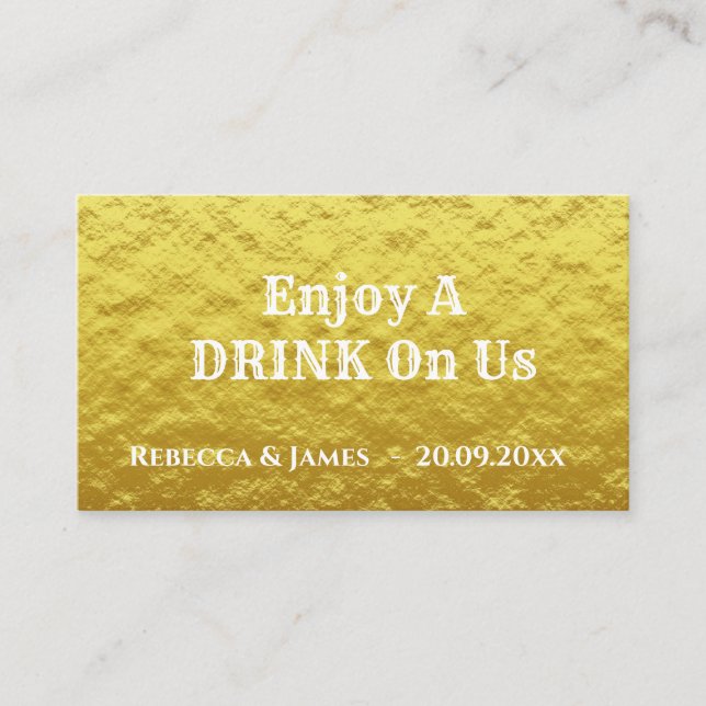 Carte de billet Mariage Gold Free Drink (Devant)