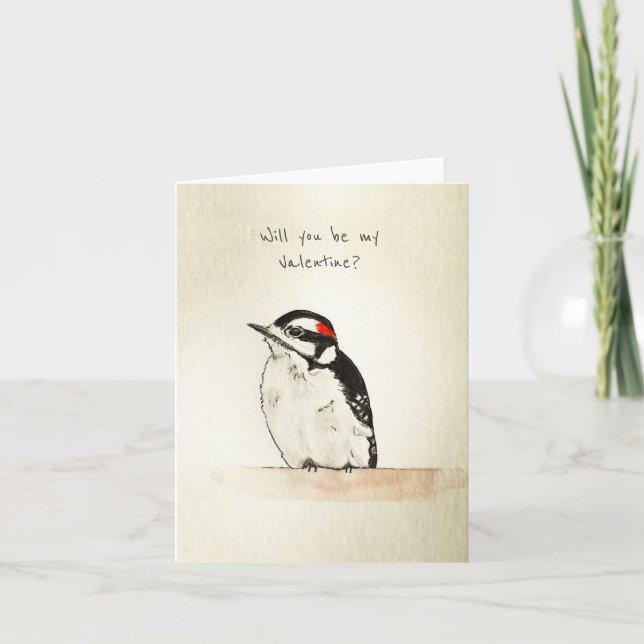 Carte de billet plié Valentine Woodpecker (Devant)