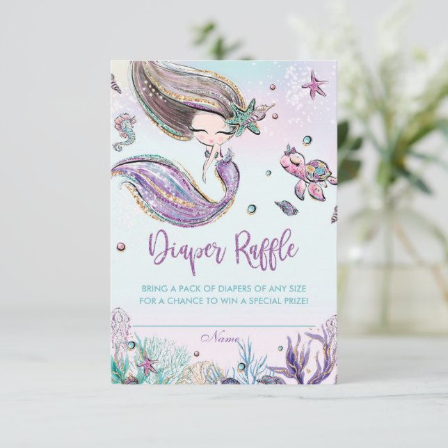 Carte de billet Refus de Baby shower de sirène (Debout devant)