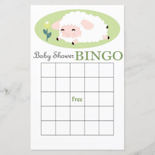 carte de bingo baby shower d'agneau