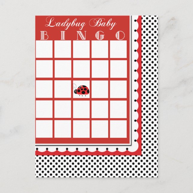 Carte de bingo de Baby shower À petits pois Ladybu (Devant)