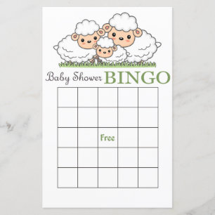 Carte de bingo de baby shower d'agneau mignon