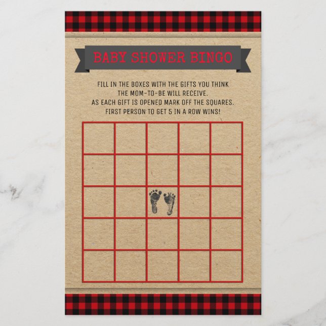 Carte de bingo de Baby shower de bûcheron (Devant)