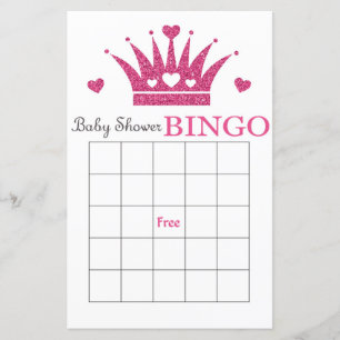 Carte de bingo de baby shower de couronne violet