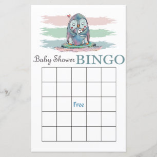 Carte de bingo de baby shower de pingouin