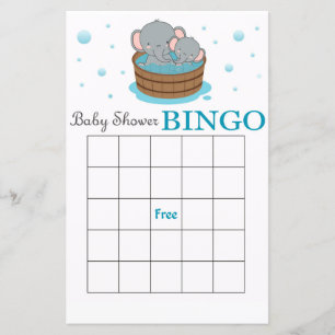 Carte de bingo de baby shower d'éléphant mignon