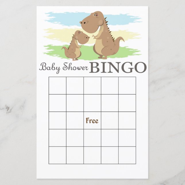 Carte de bingo de baby shower Dinosaur, Bingo Dino (Devant)