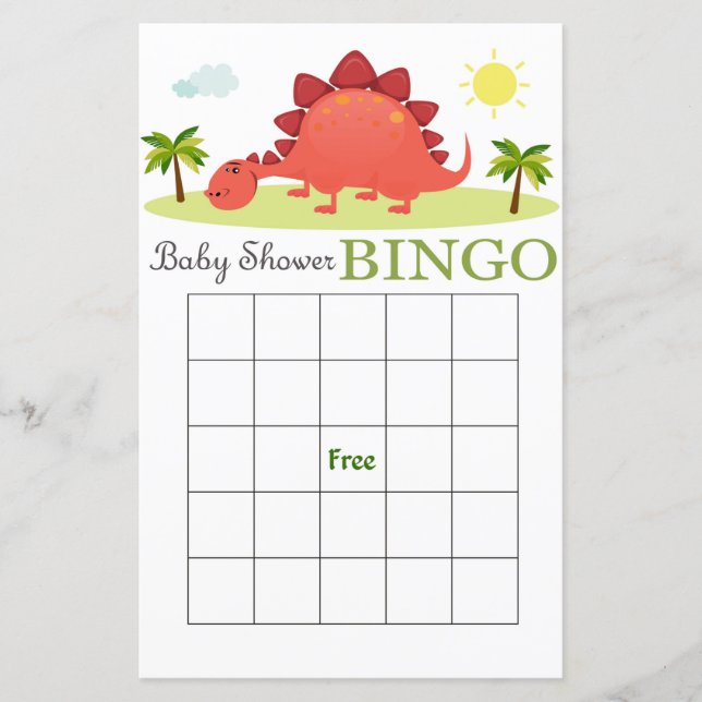 Carte de bingo de baby shower Dinosaur, carte de b (Devant)