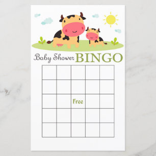 Carte de bingo de baby shower pour animaux de ferm