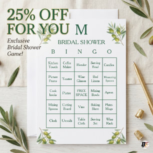 Carte de Bingo de Fiançailles à Monogramme de Verd