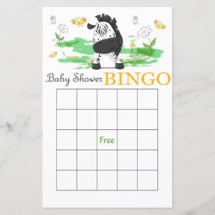 Carte de bingo du baby shower zèbre