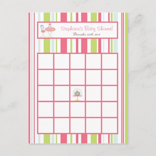 Carte de Bingo Écrit Tea Party Pink Pastel Fleurs (Devant)