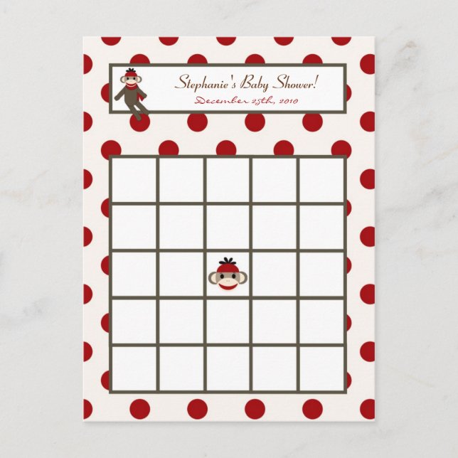 Carte de Bingo écrite Singe de Choc Rouge (Devant)