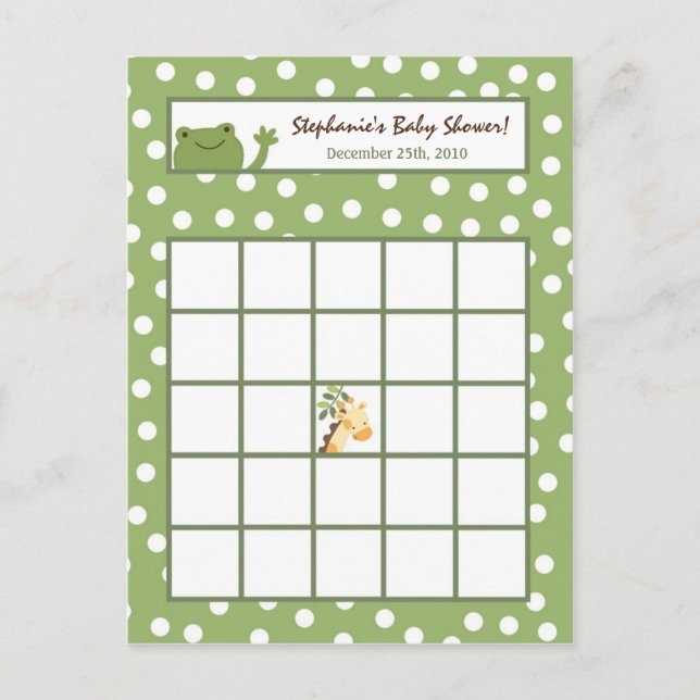 Carte de Bingo Gratuit Safari Jungle Animaux Vert (Devant)