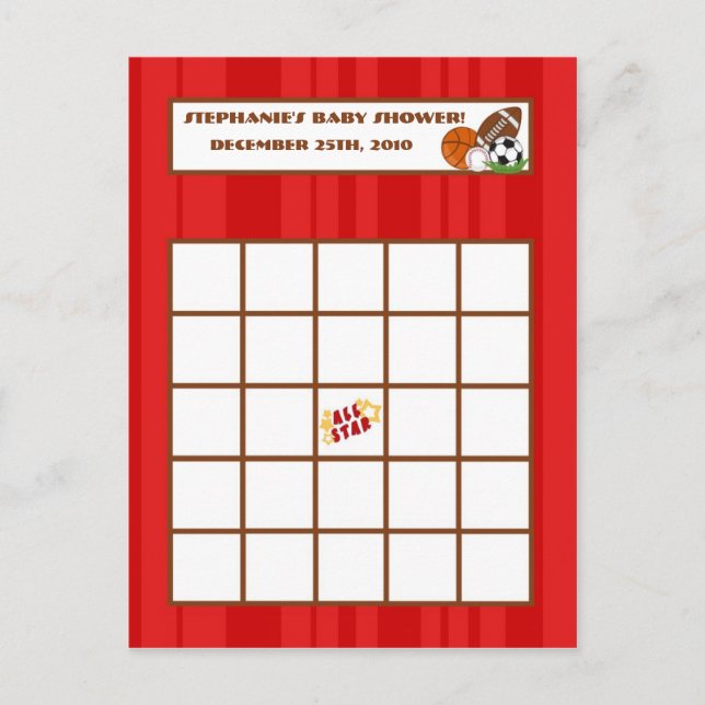 Carte de Bingo inscriptible rouge étoile (Devant)