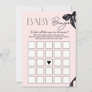 Carte de bingo moderne Hello Baby Bow Baby shower 