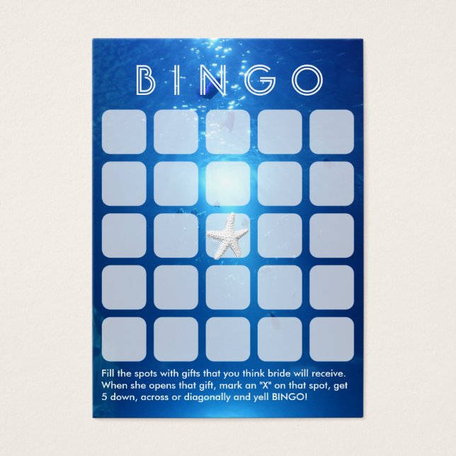 Carte de bingo Ocean Blue Sea à thème 5x5 (Devant)