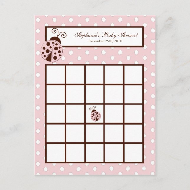 Carte de Bingo Pink Ladybug (Devant)