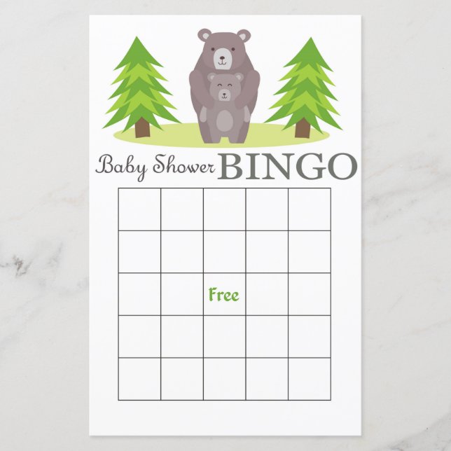 carte de bingo pour baby shower ours, Bingo de la  (Devant)