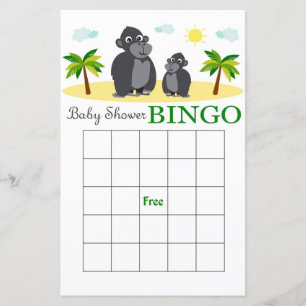 carte de bingo pour baby shower singe