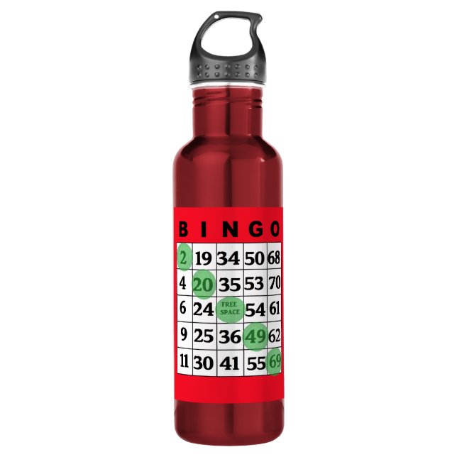 Carte de BINGO-TEST et bouteille d'eau de bonne (Devant)
