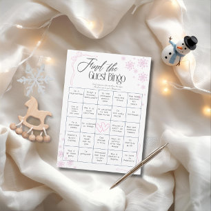 Carte de Bingo "Trouvez l'invité" rose Winter Coqu